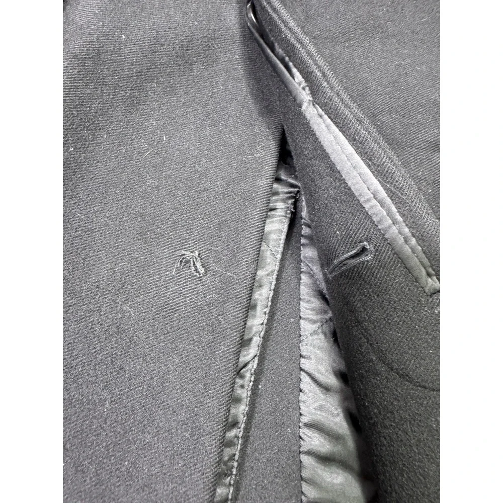 J Crew Mayfair Topcoat Mens Large Black Wool Cashmere Quilted Overcoat 17935 L